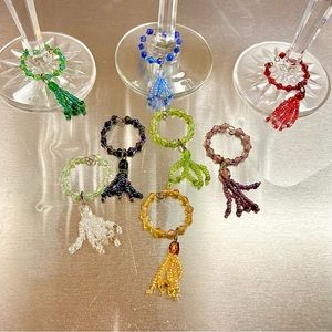 8 - Unused Beaded Wine Glass Charms / Identifiers